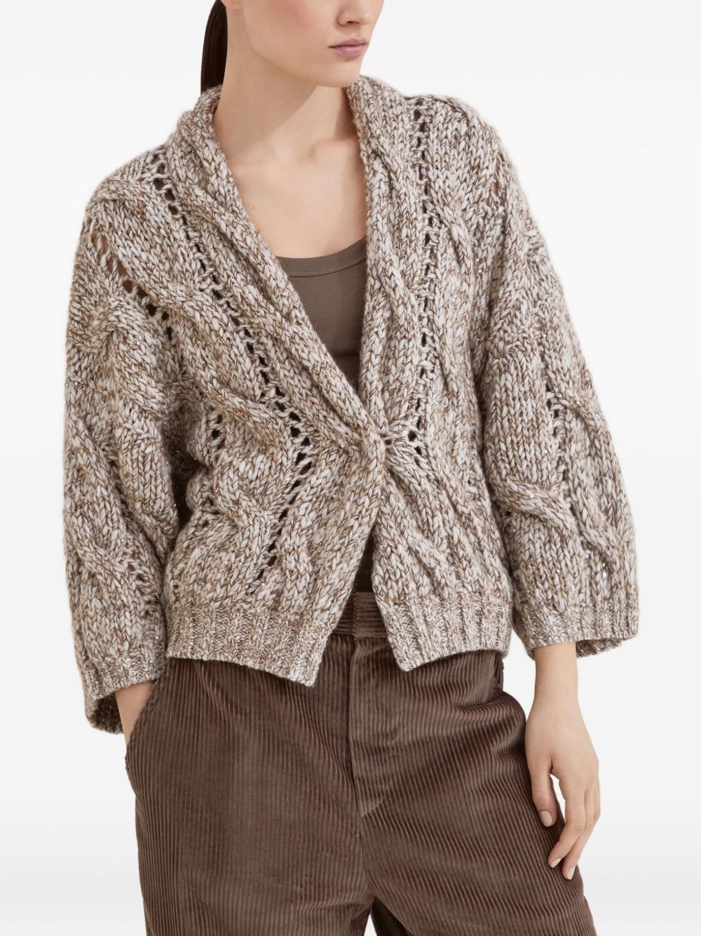 Brunello Cucinelli Wool And Cashmere Cardigan - Beige