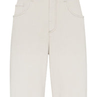 Brunello Cucinelli Stretch Dyed Denim Loose Barrel Trousers With Monili