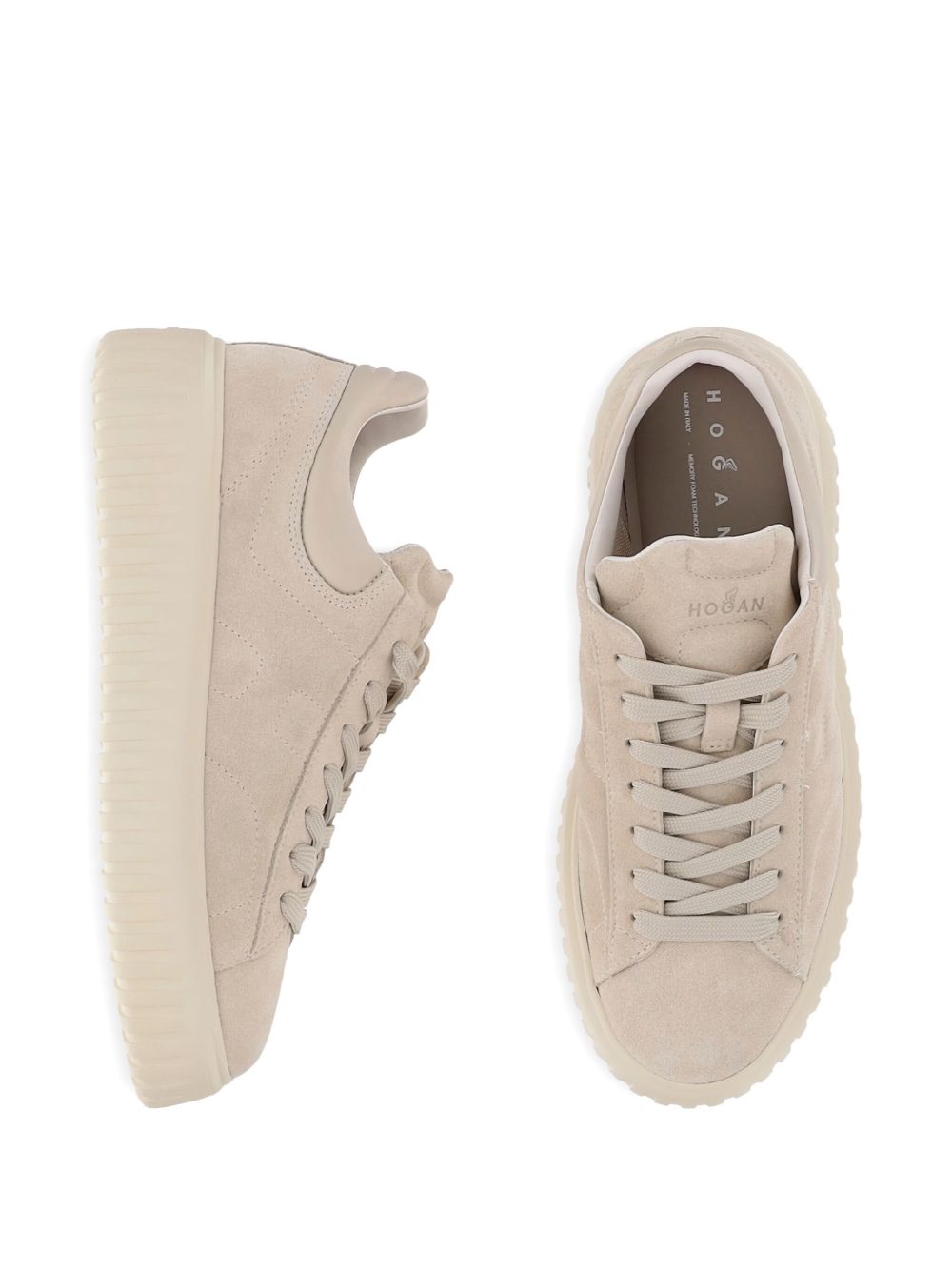 HOGAN PRE H-Stripes Leather Sneakers - Beige
