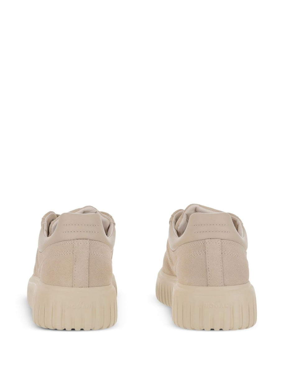 HOGAN PRE H-Stripes Leather Sneakers - Beige