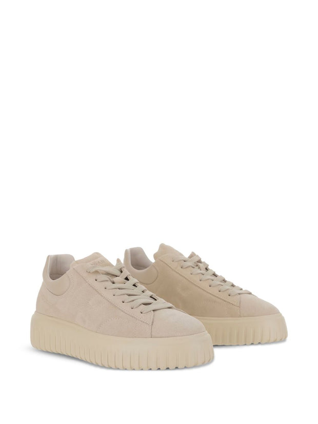 HOGAN PRE H-Stripes Leather Sneakers - Beige