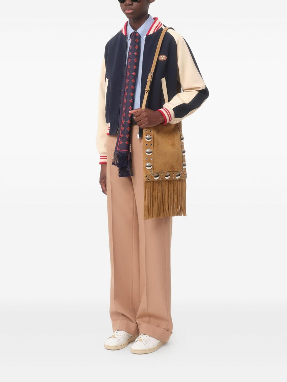 Valentino Wool And Cotton Bomber Jacket With Vlogo And Le Chat De La Maison Patch