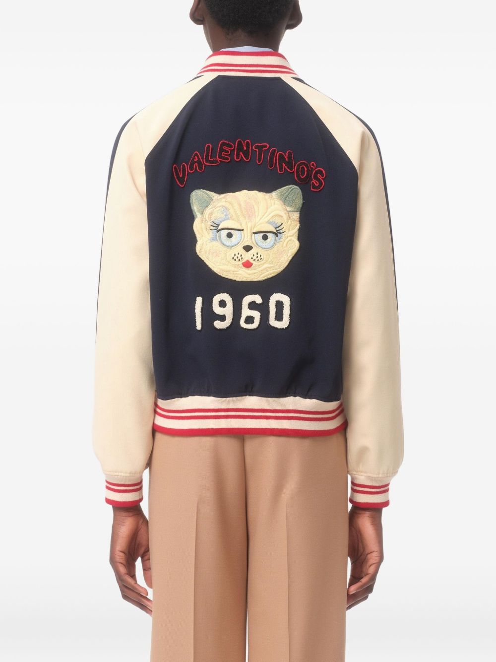 Valentino Wool And Cotton Bomber Jacket With Vlogo And Le Chat De La Maison Patch