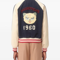 Valentino Wool And Cotton Bomber Jacket With Vlogo And Le Chat De La Maison Patch