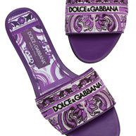 Dolce & Gabbana Maiolica Print Flat Sandals Purple
