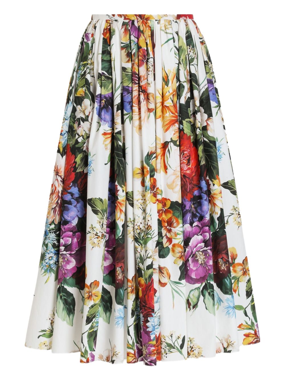 Dolce & Gabbana Flower Print Cotton Midi Skirt