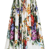 Dolce & Gabbana Flower Print Cotton Midi Skirt