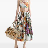 Dolce & Gabbana Flower Print Cotton Midi Skirt