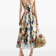 Dolce & Gabbana Flower Print Cotton Midi Skirt