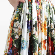 Dolce & Gabbana Flower Print Cotton Midi Skirt