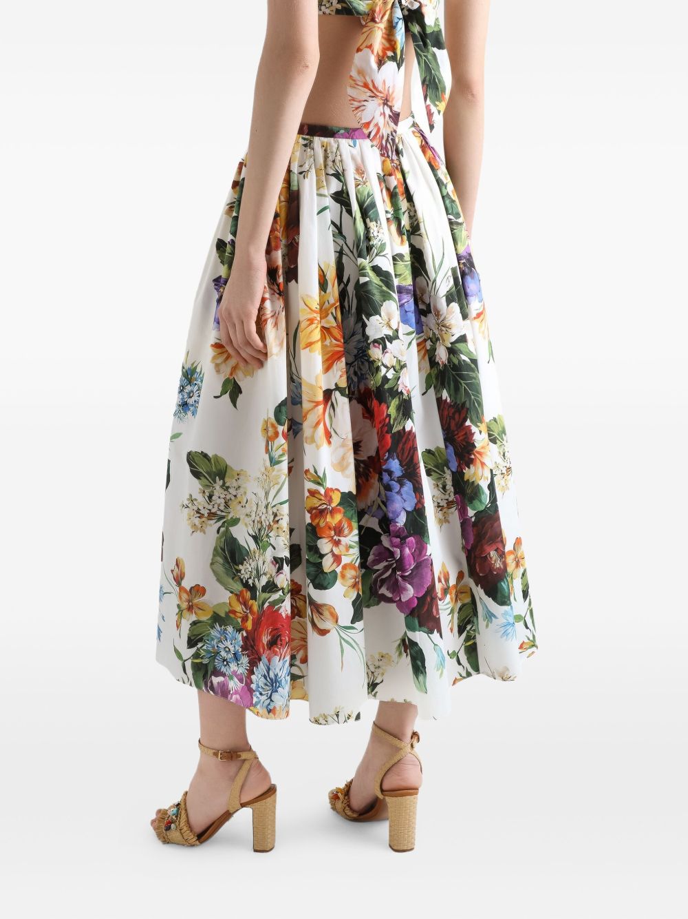 Dolce & Gabbana Flower Print Cotton Midi Skirt