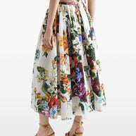 Dolce & Gabbana Flower Print Cotton Midi Skirt