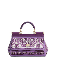 Dolce & Gabbana Majolica Print Sicily Small Leather Handbag
