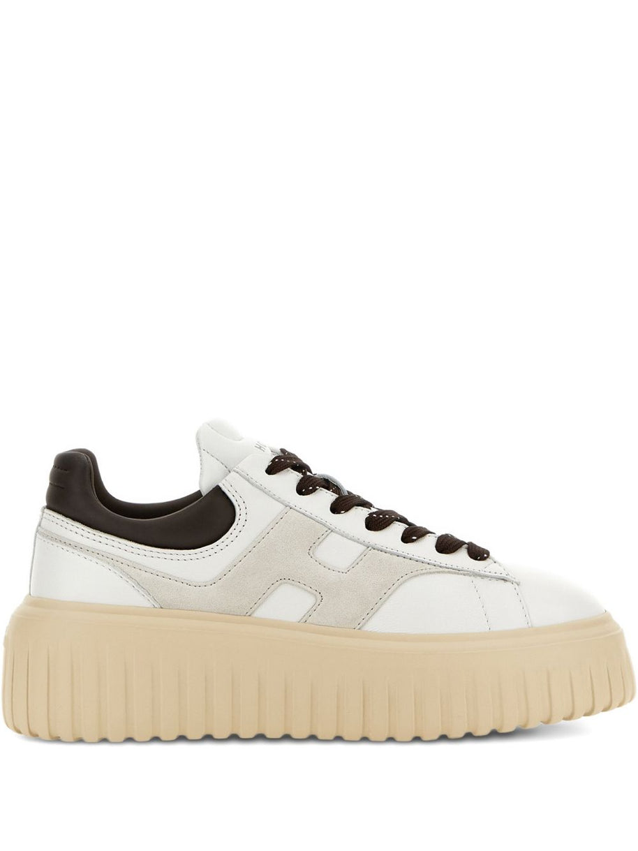 HOGAN PRE H-Stripes Leather Sneakers - Brown