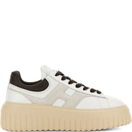 HOGAN PRE H-Stripes Leather Sneakers - Brown