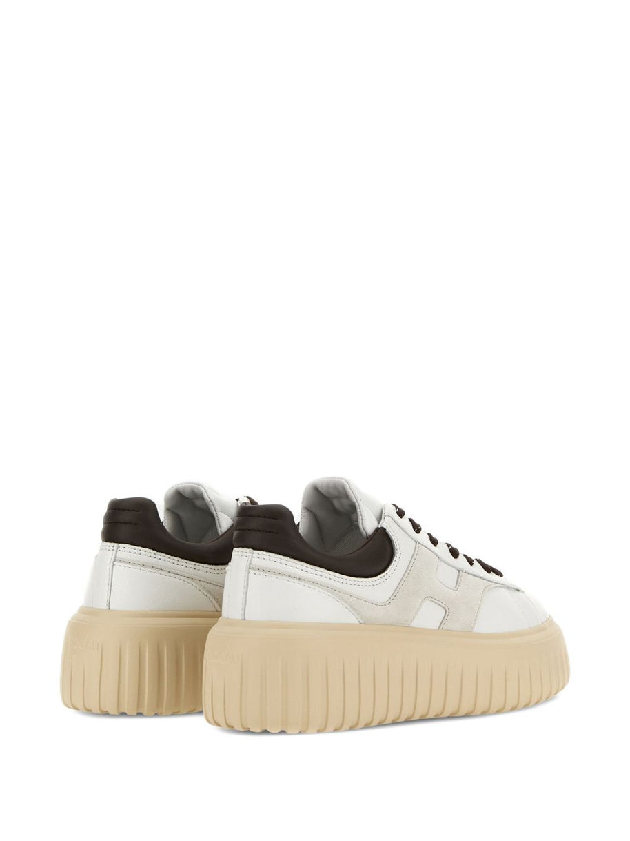 HOGAN PRE H-Stripes Leather Sneakers - Brown