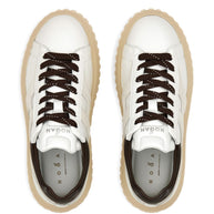 HOGAN PRE H-Stripes Leather Sneakers - Brown