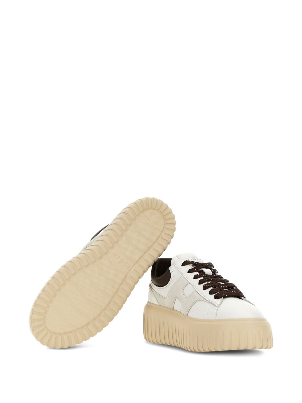 HOGAN PRE H-Stripes Leather Sneakers - Brown