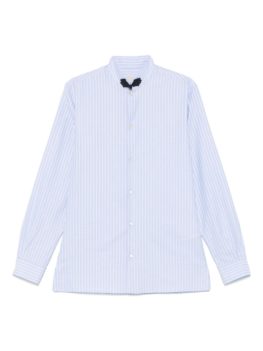 Valentino Striped Cotton Shirt - Clear Blue