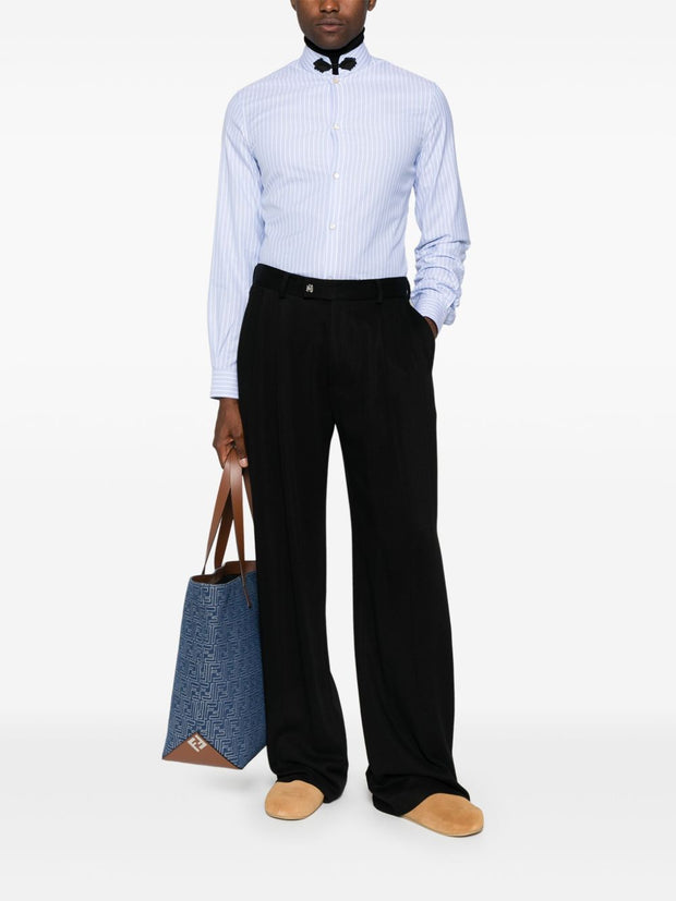Valentino Striped Cotton Shirt - Clear Blue