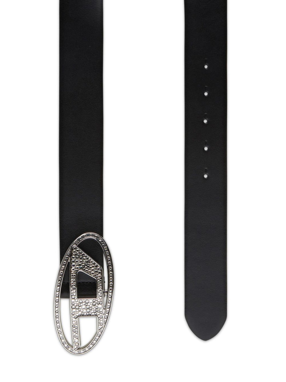 Diesel 1DR Strass Leather Belt - Black