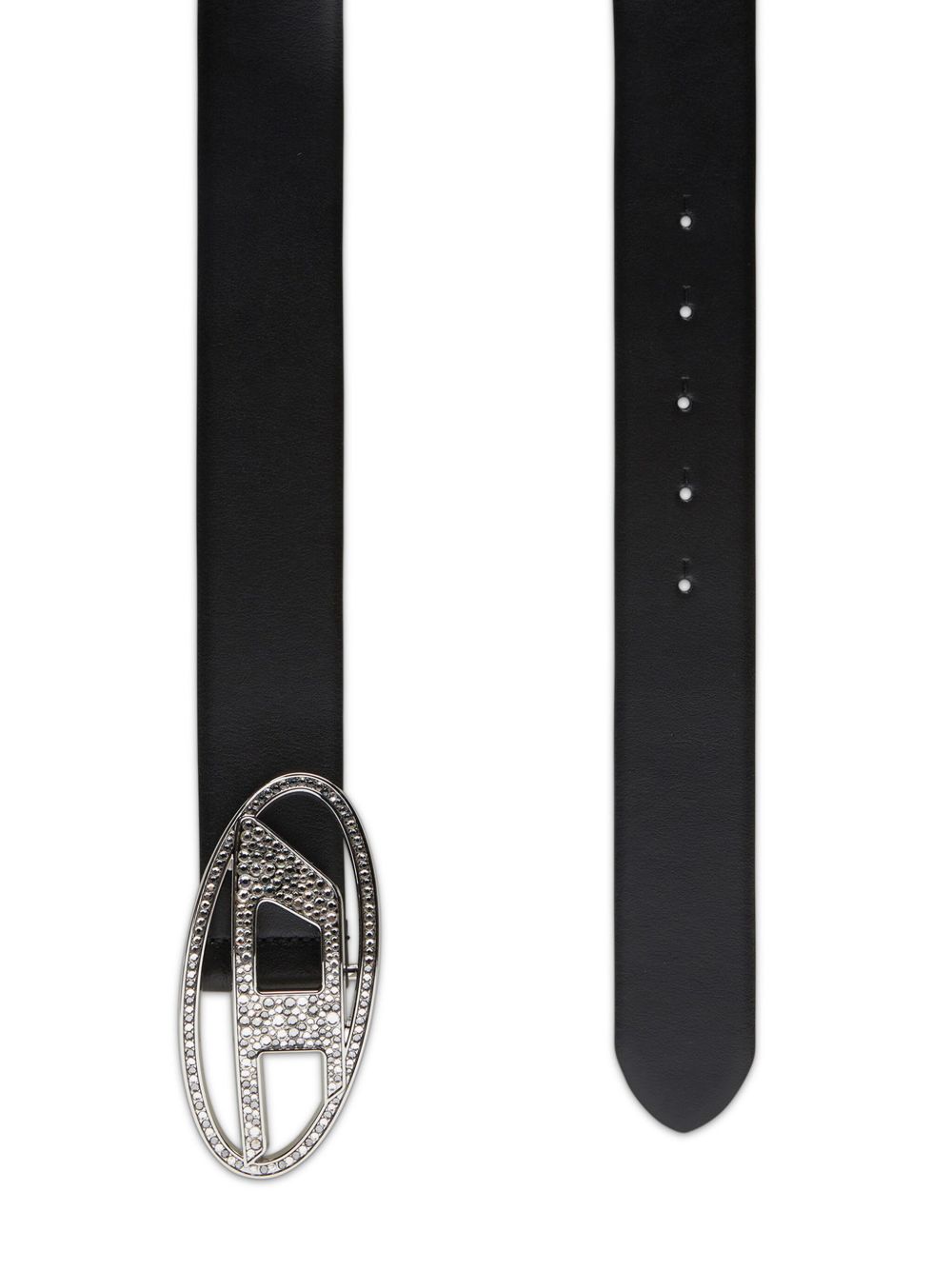 Diesel 1DR Strass Leather Belt - Black