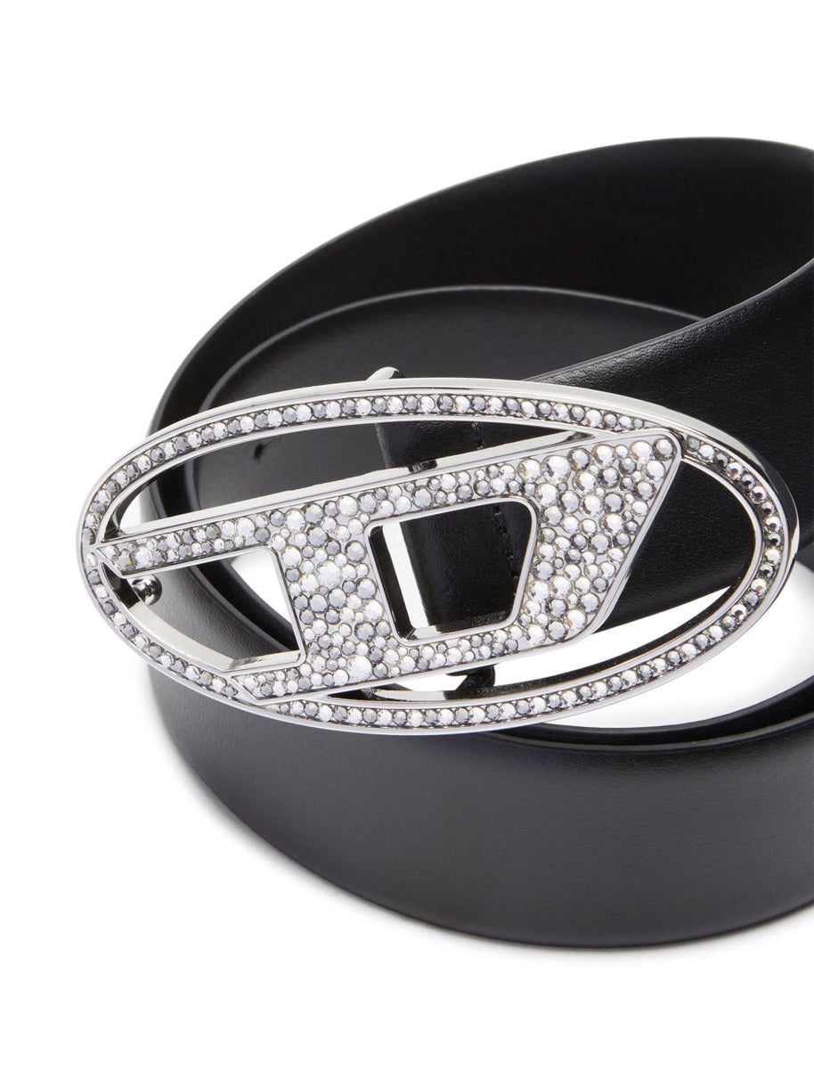 Diesel 1DR Strass Leather Belt - Black