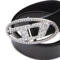 Diesel 1DR Strass Leather Belt - Black