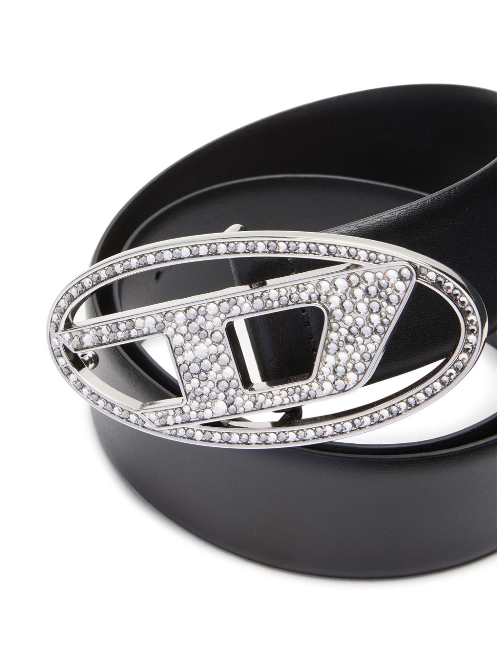 Diesel 1DR Strass Leather Belt - Black