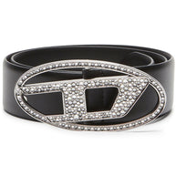 Diesel 1DR Strass Leather Belt - Black