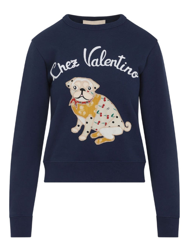 Valentino Chez Valentino Cotton Sweatshirt - Blue