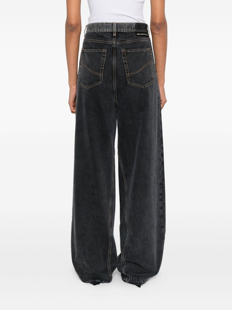 Stella McCartney Cotton Blend Wide-leg Jeans Black