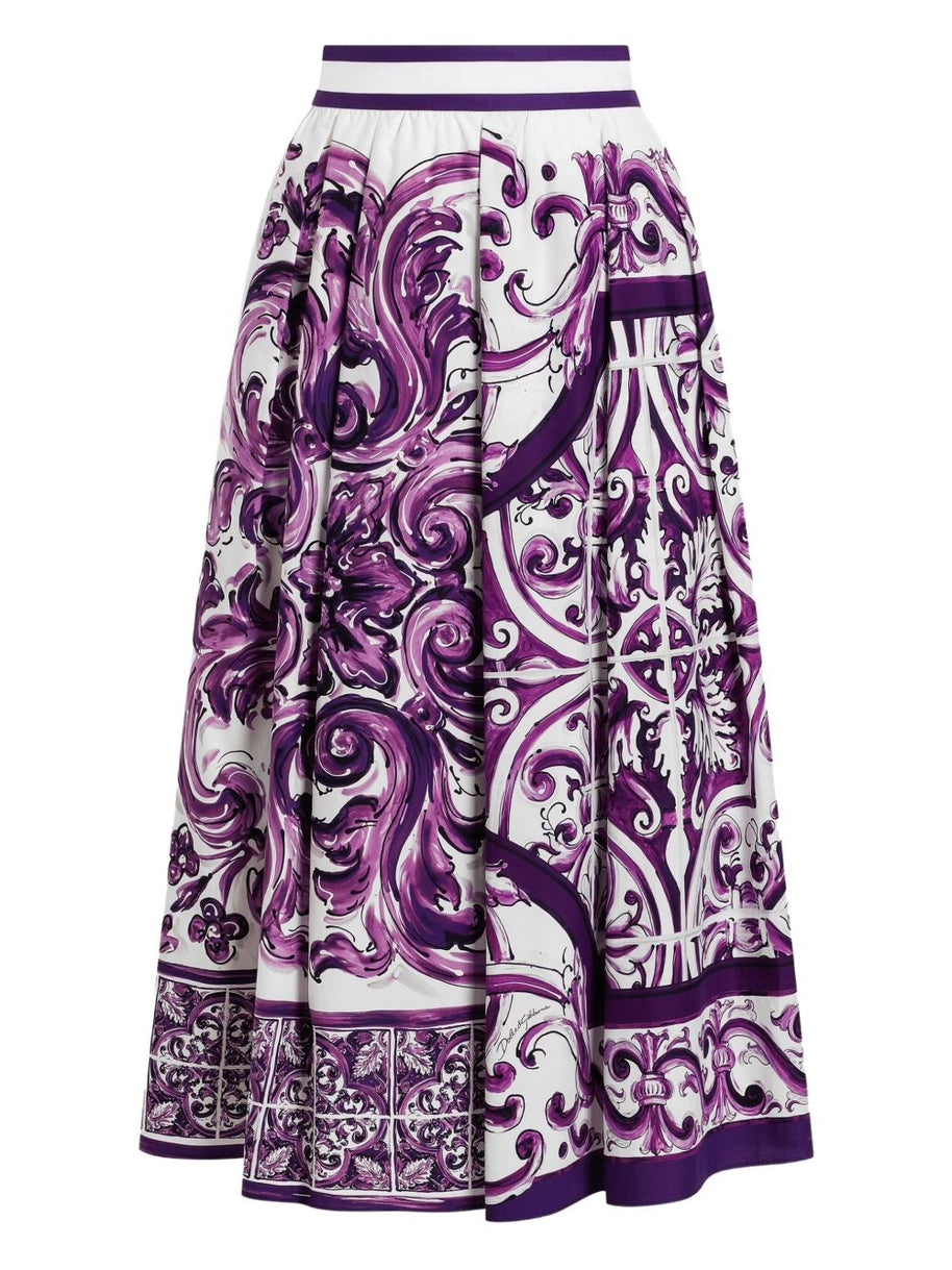 Dolce & Gabbana Maiolica Midi Skirt Purple
