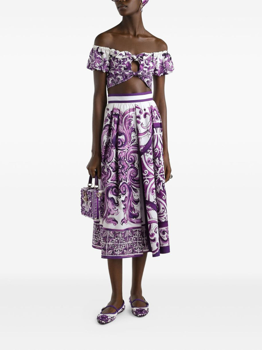 Dolce & Gabbana Maiolica Midi Skirt Purple