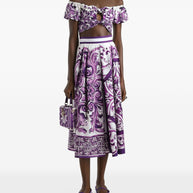 Dolce & Gabbana Maiolica Midi Skirt Purple