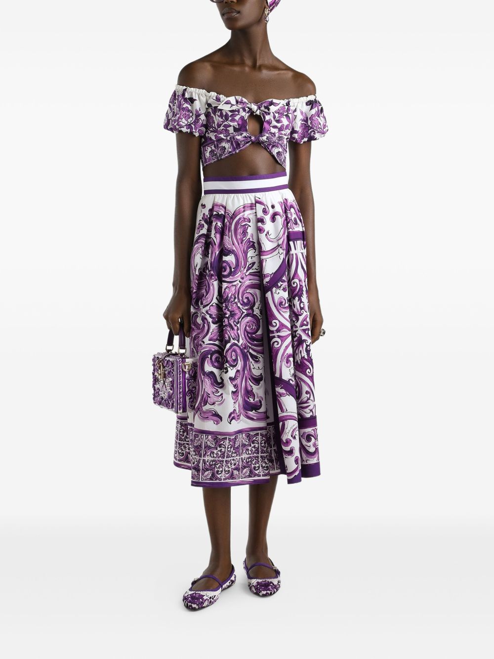 Dolce & Gabbana Maiolica Midi Skirt Purple