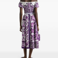 Dolce & Gabbana Maiolica Midi Skirt Purple