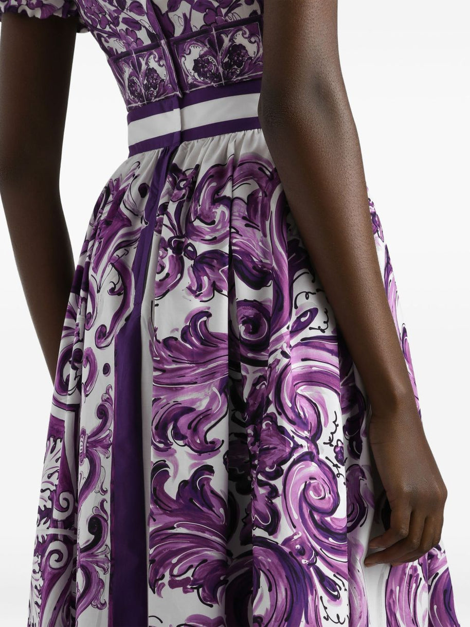 Dolce & Gabbana Maiolica Midi Skirt Purple