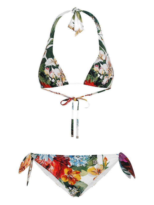 Dolce & Gabbana Flower Print Bikini Set - White