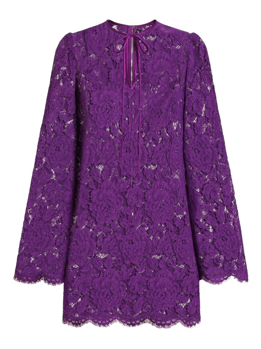 Dolce & Gabbana Lace Mini Dress - Purple