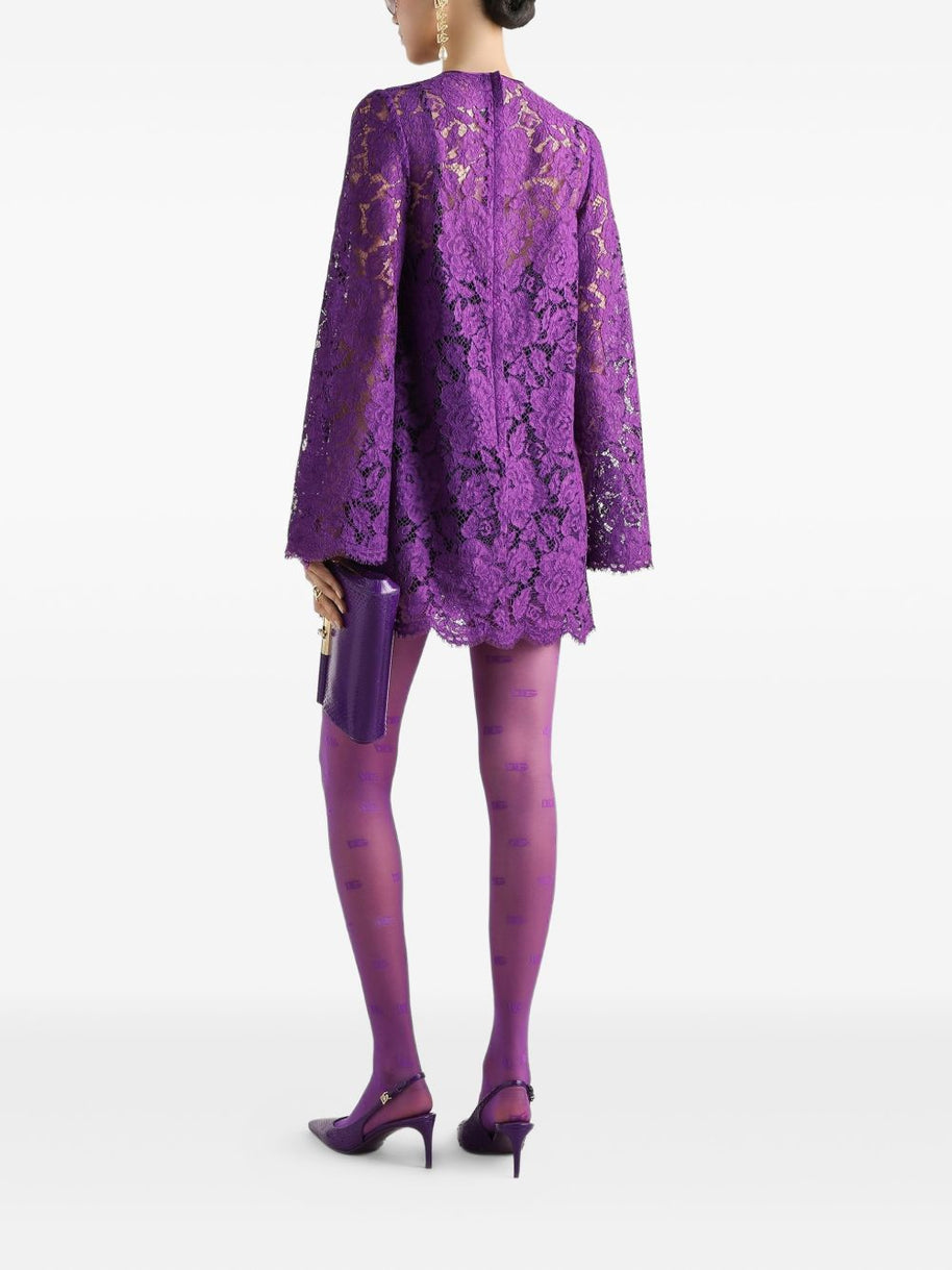 Dolce & Gabbana Lace Mini Dress - Purple