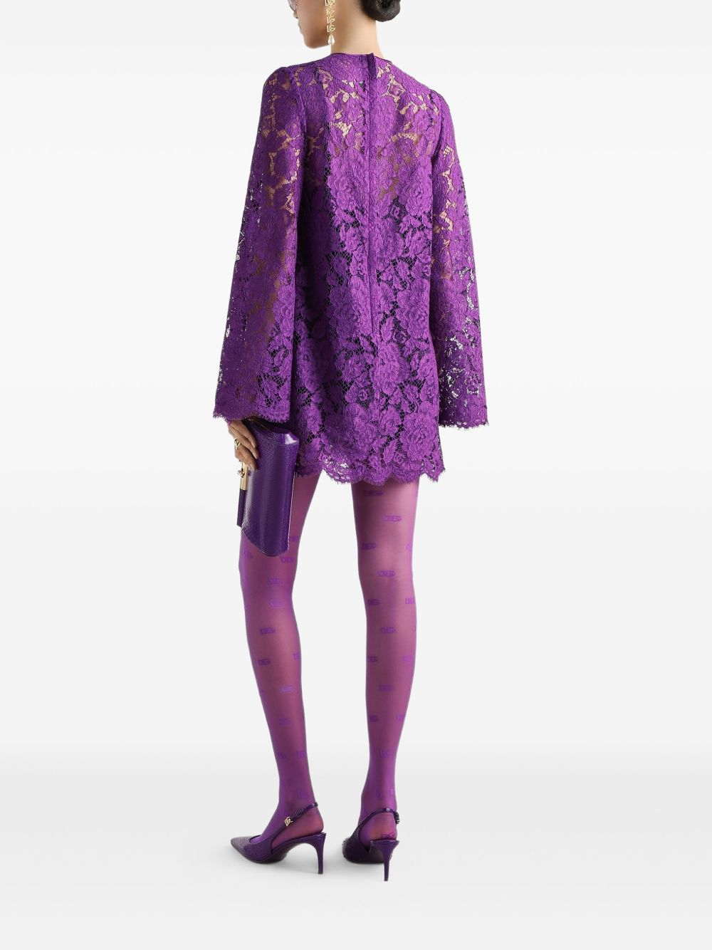 Dolce & Gabbana Lace Mini Dress - Purple