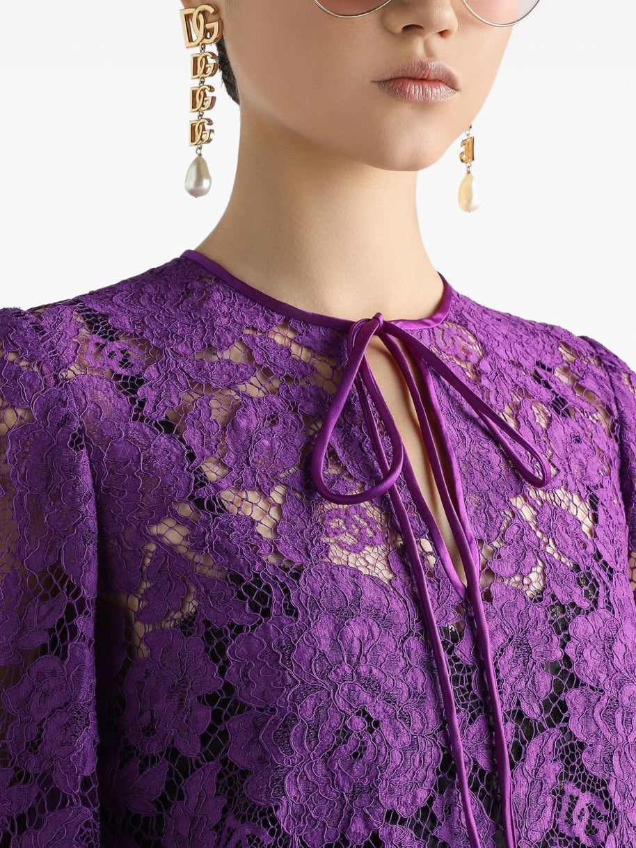 Dolce & Gabbana Lace Mini Dress - Purple