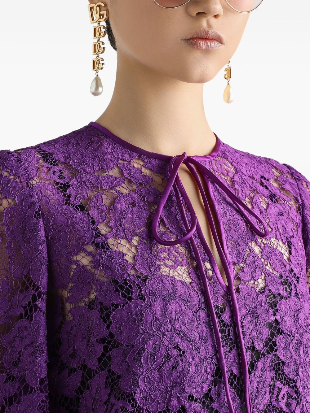 Dolce & Gabbana Lace Mini Dress - Purple