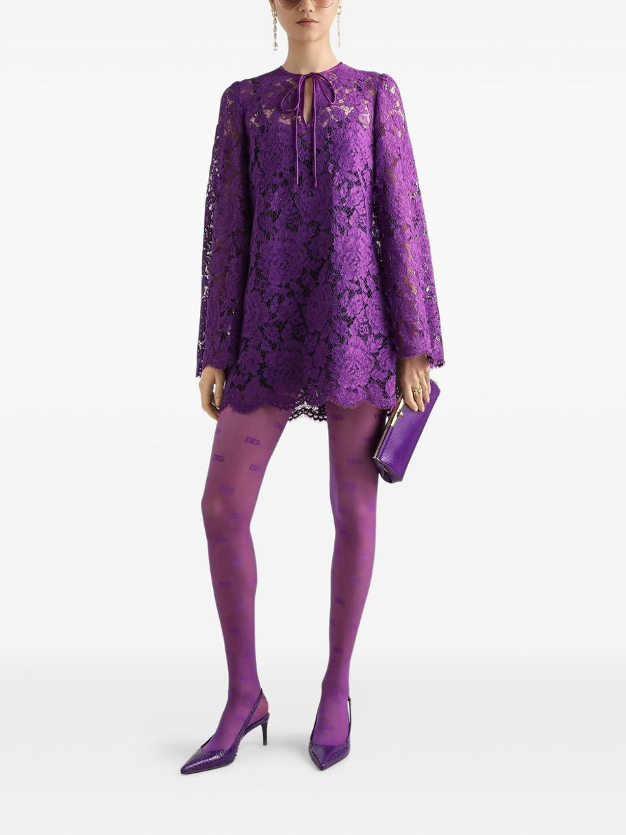 Dolce & Gabbana Lace Mini Dress - Purple