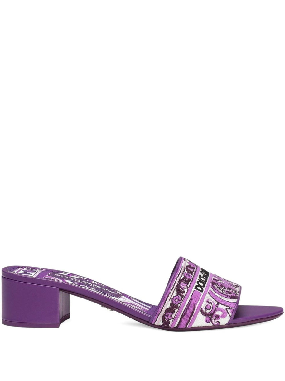 Dolce & Gabbana Maiolica Print Sandals Purple