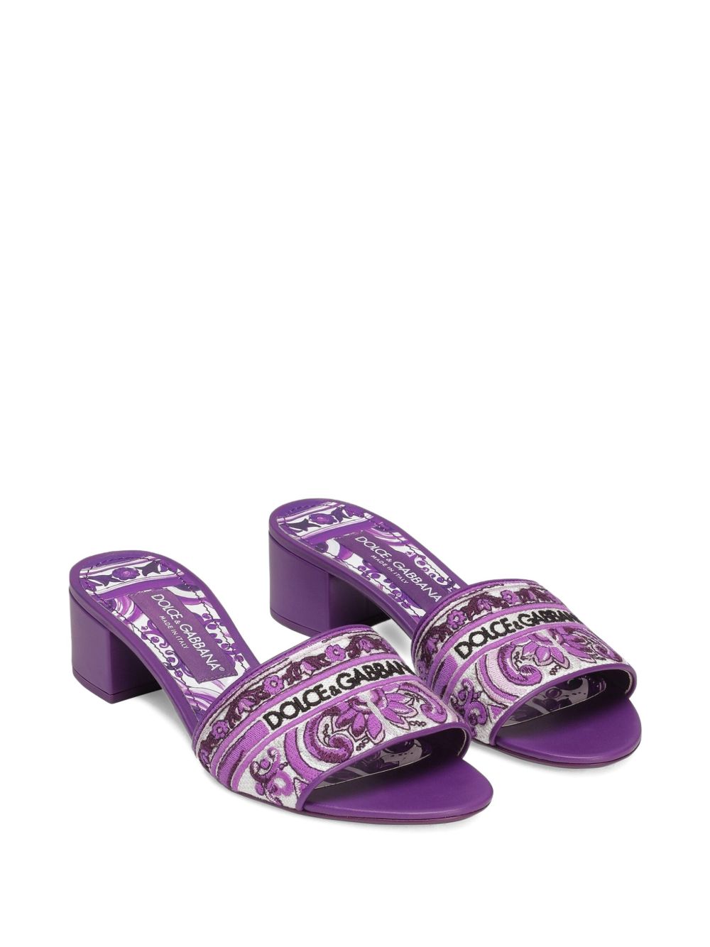 Dolce & Gabbana Maiolica Print Sandals Purple
