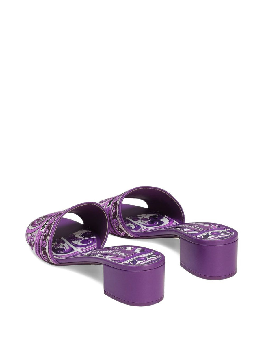 Dolce & Gabbana Maiolica Print Sandals Purple