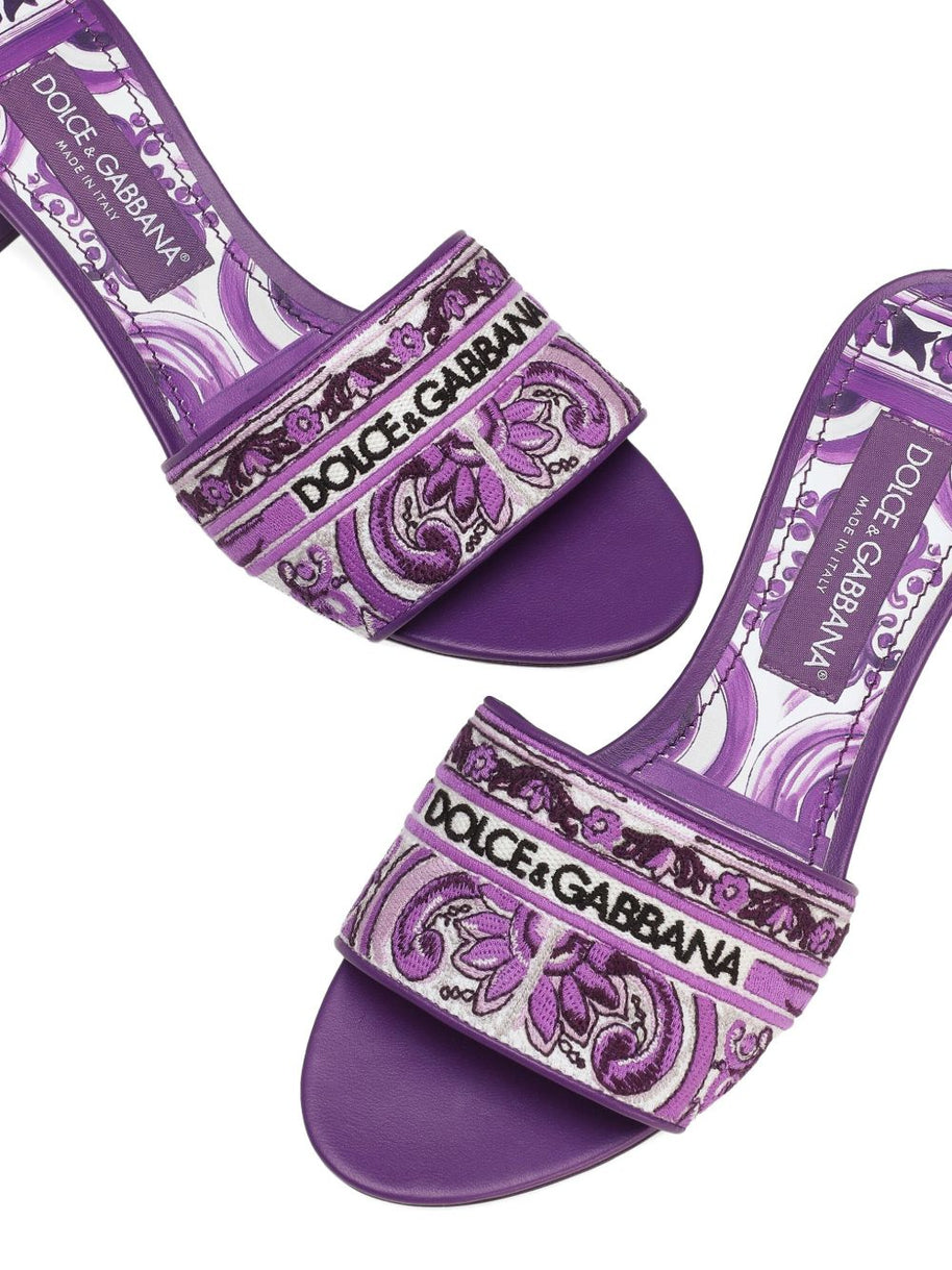 Dolce & Gabbana Maiolica Print Sandals Purple
