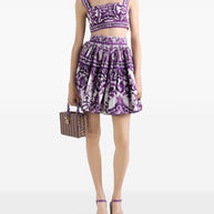 Dolce & Gabbana Maiolica Print Cotton Skirt Purple